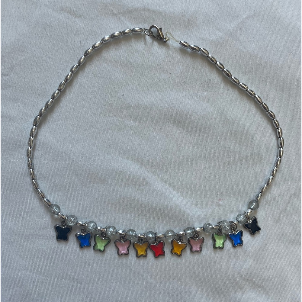 Rainbow butterfly necklace